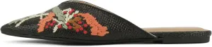 Soda Poise ~ Women Pointed Toe Slip-On Raffia Mules with Stitched Details