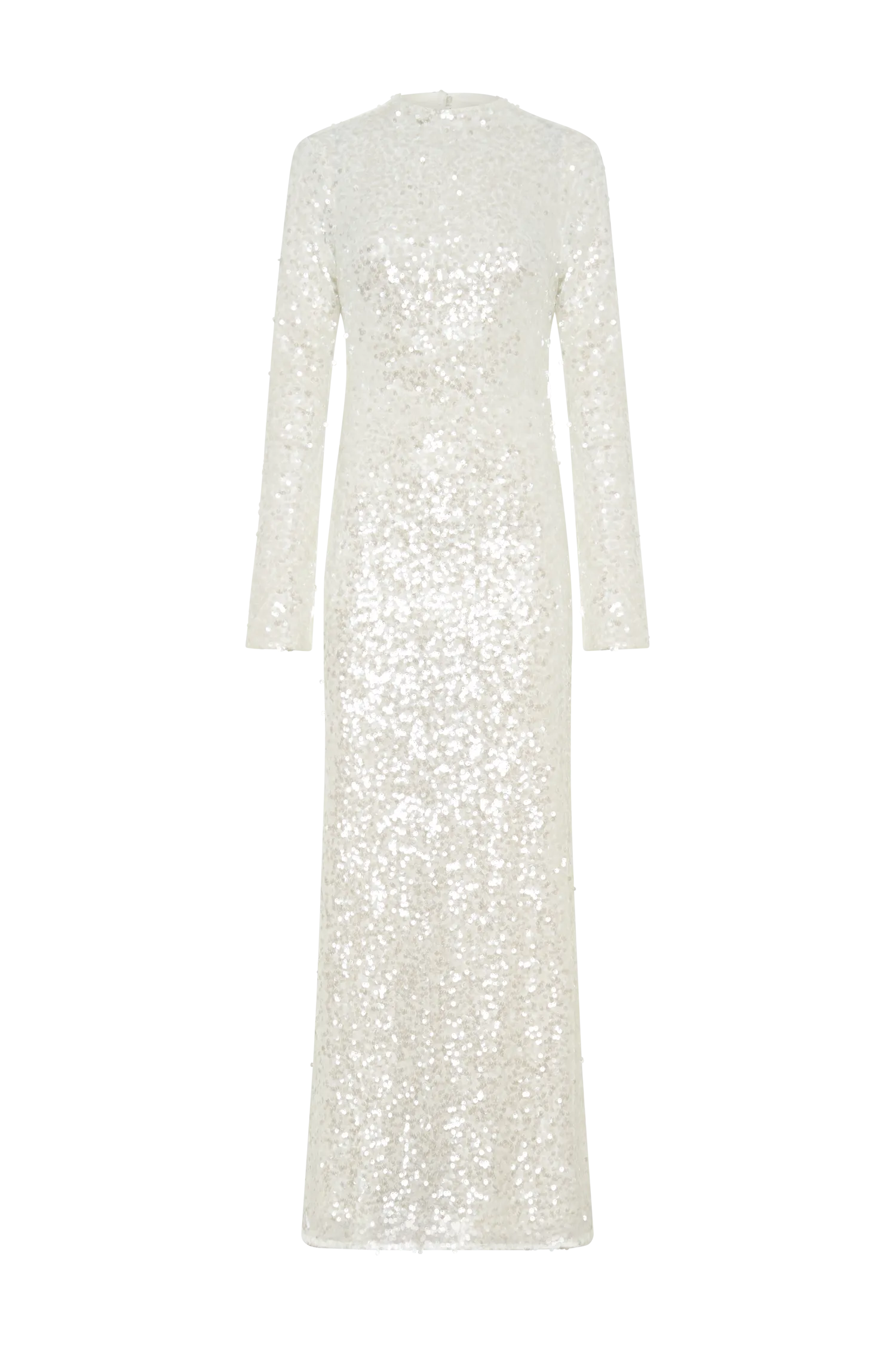 Sofia Long Sleeve Sequin Maxi Dress - White