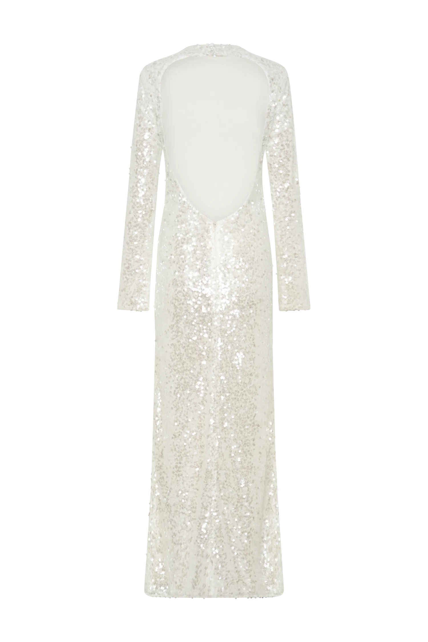 Sofia Long Sleeve Sequin Maxi Dress - White