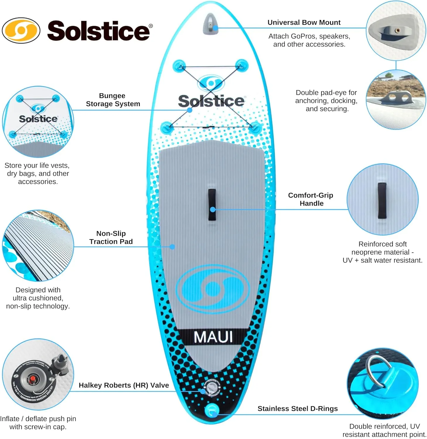 Solstice Watersports Maui Inflatable Stand-Up Paddle Board Kit (8' x 29'' x 5'')