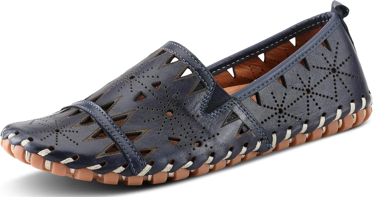 Spring Step Women's Leather Fusaro Loafer Shoe | Comfortable Slip-On Shoes with Rubber Outsole | Ladies Casual Walking Driving Loafers for Work