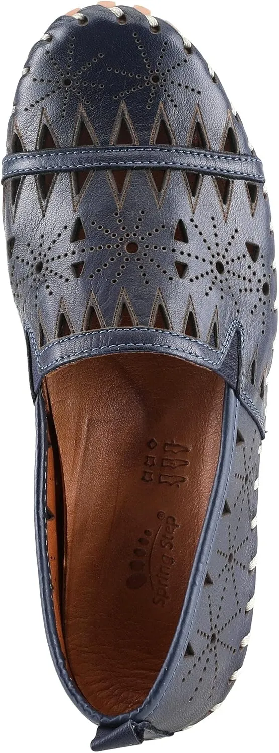 Spring Step Women's Leather Fusaro Loafer Shoe | Comfortable Slip-On Shoes with Rubber Outsole | Ladies Casual Walking Driving Loafers for Work