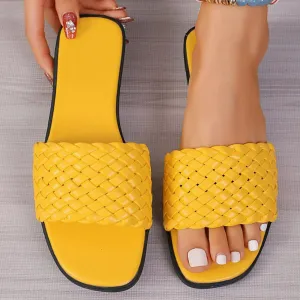 Square Open Toe Flats Sandals