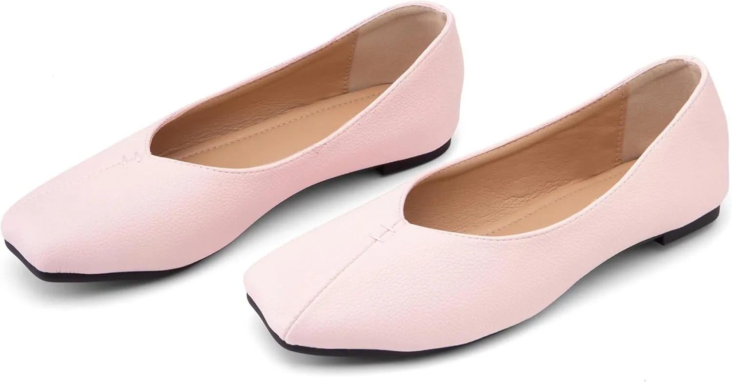 Square Toe Flat Women Slip On Comfortable Ballet Dolly Shoes