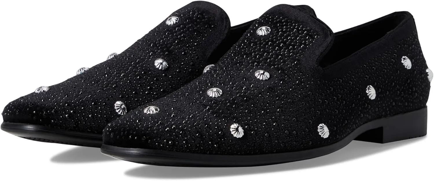 Stacy Adams Men's Spangle Rhinestone Slip On Loafer, Black/Silver, 8