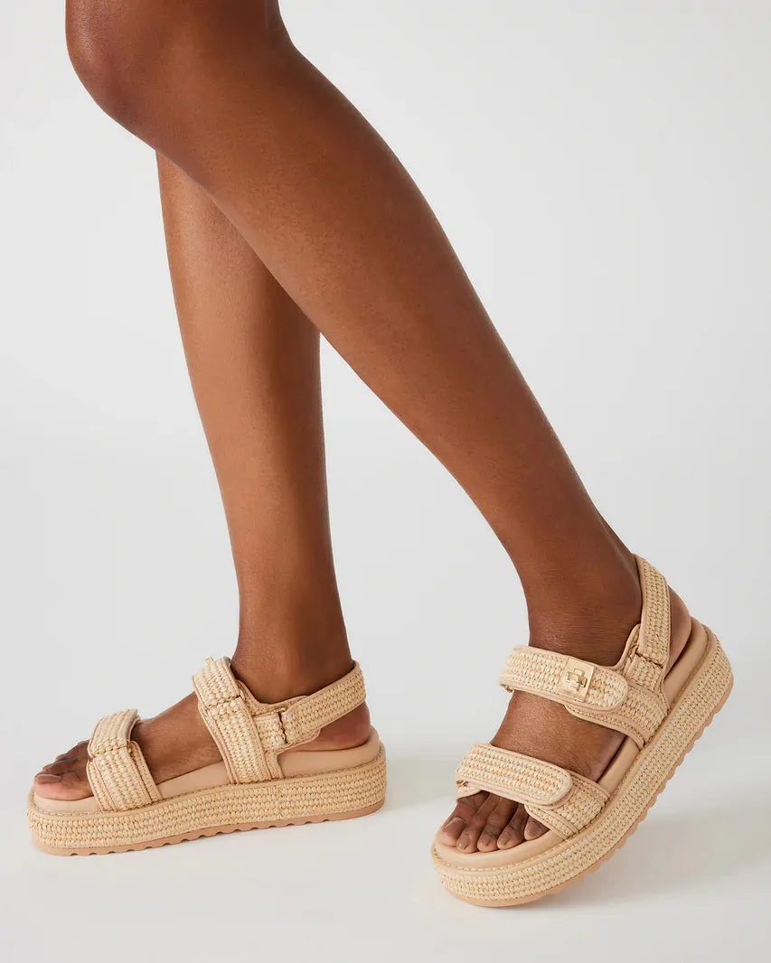 Steve Madden Women's BIGMONA Natural Raffia Platform Sandal