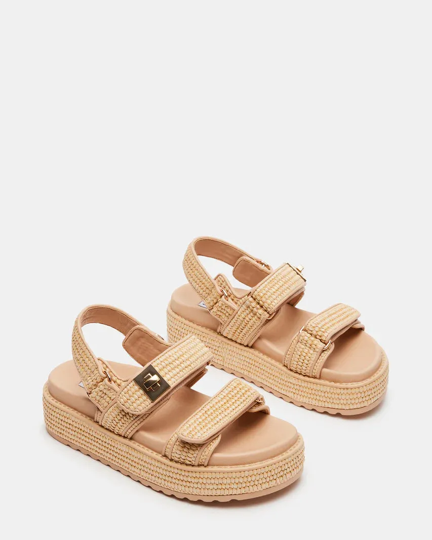 Steve Madden Women's BIGMONA Natural Raffia Platform Sandal