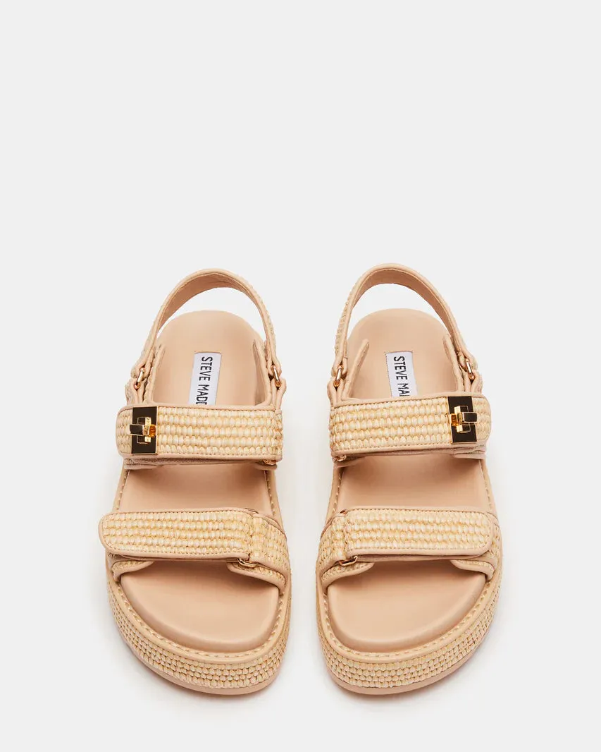 Steve Madden Women's BIGMONA Natural Raffia Platform Sandal