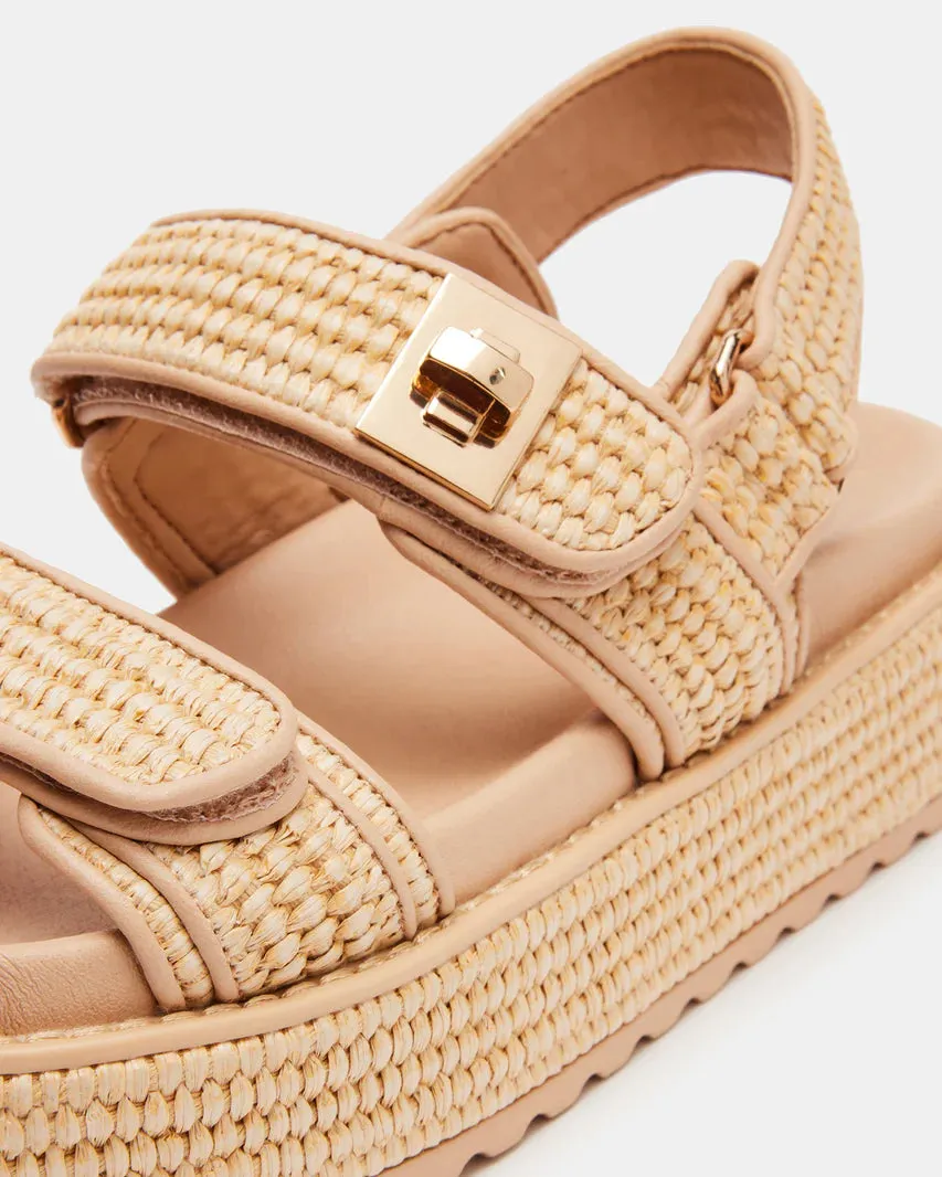 Steve Madden Women's BIGMONA Natural Raffia Platform Sandal