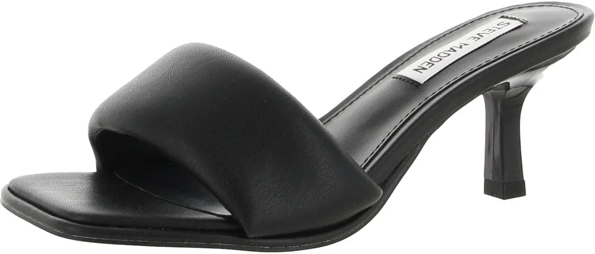 Steve Madden Womens Snazzy Faux Leather Mule Kitten Heels