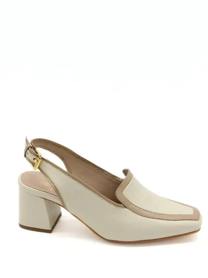 Stivali Bambina Heeled Mules in Ivory/Tan Arequipe Leather