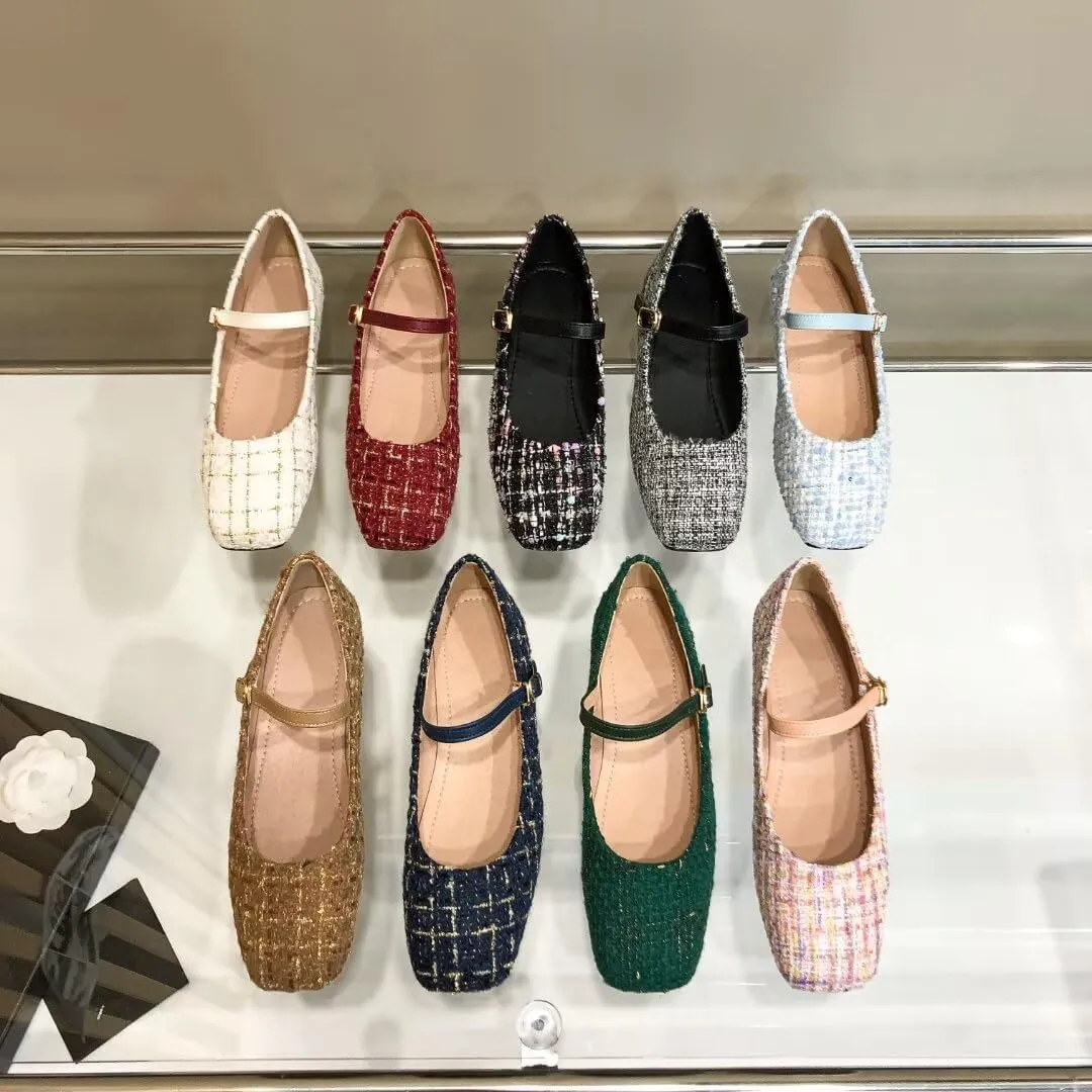 Stunner Women's Retro Square Toe Mary Jane Flats Comfortable One Line Strap Flats