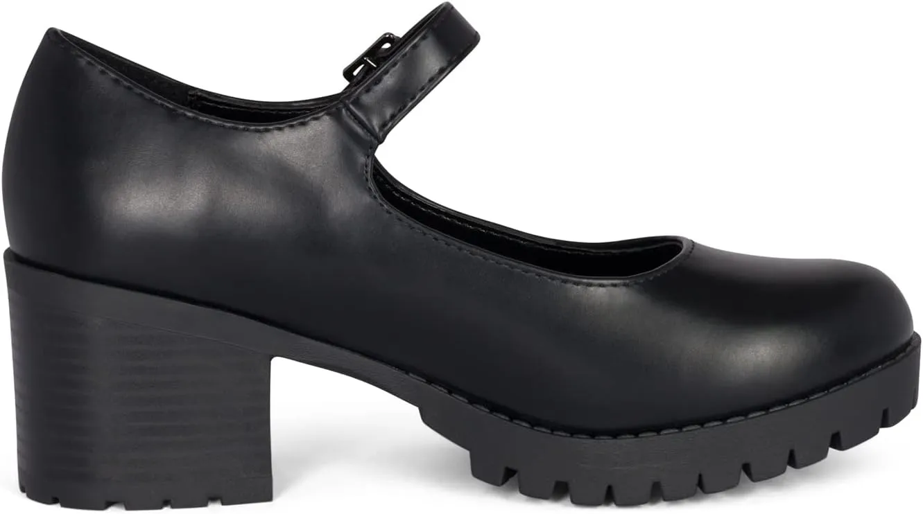 STYLISH S SAMA - Women's Lug Sole Platform Chunky Stacked Heel Mary Jane Shoes with Adjustable Ankle Buckle