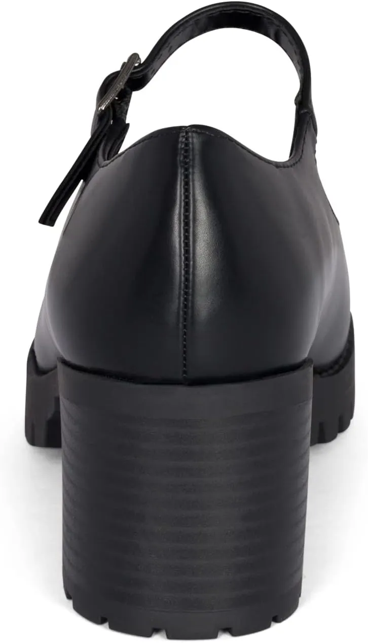 STYLISH S SAMA - Women's Lug Sole Platform Chunky Stacked Heel Mary Jane Shoes with Adjustable Ankle Buckle