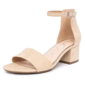 Sugar Women's Low Two Piece Block Heel Dress Shoe Ladies Ankle Strap Pump Sandal-Noelle-Nude-8.5