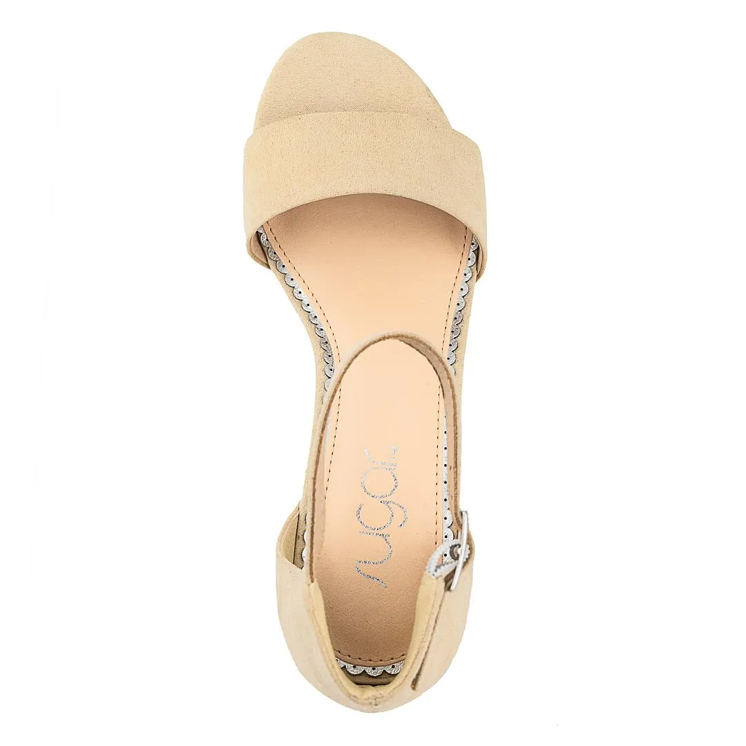 Sugar Women's Low Two Piece Block Heel Dress Shoe Ladies Ankle Strap Pump Sandal-Noelle-Nude-8.5