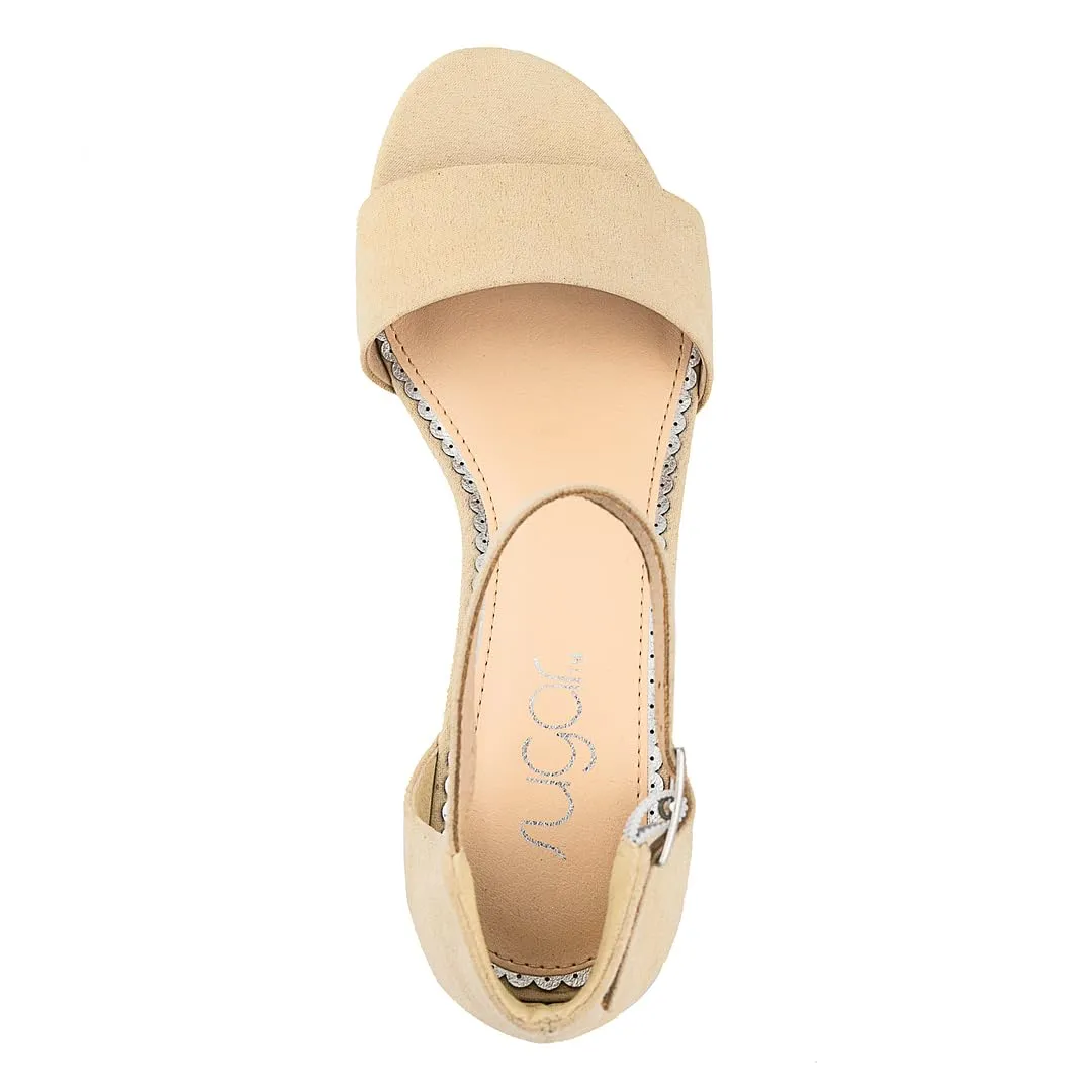Sugar Women's Low Two Piece Block Heel Dress Shoe Ladies Ankle Strap Pump Sandal-Noelle-Nude-8.5