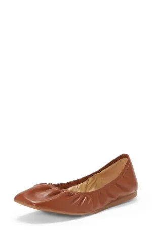 Tan Caramel Square Slip-On Warm Leather Vince Flat Camuto Toe Big ticket savings Breliss Ballet Premium