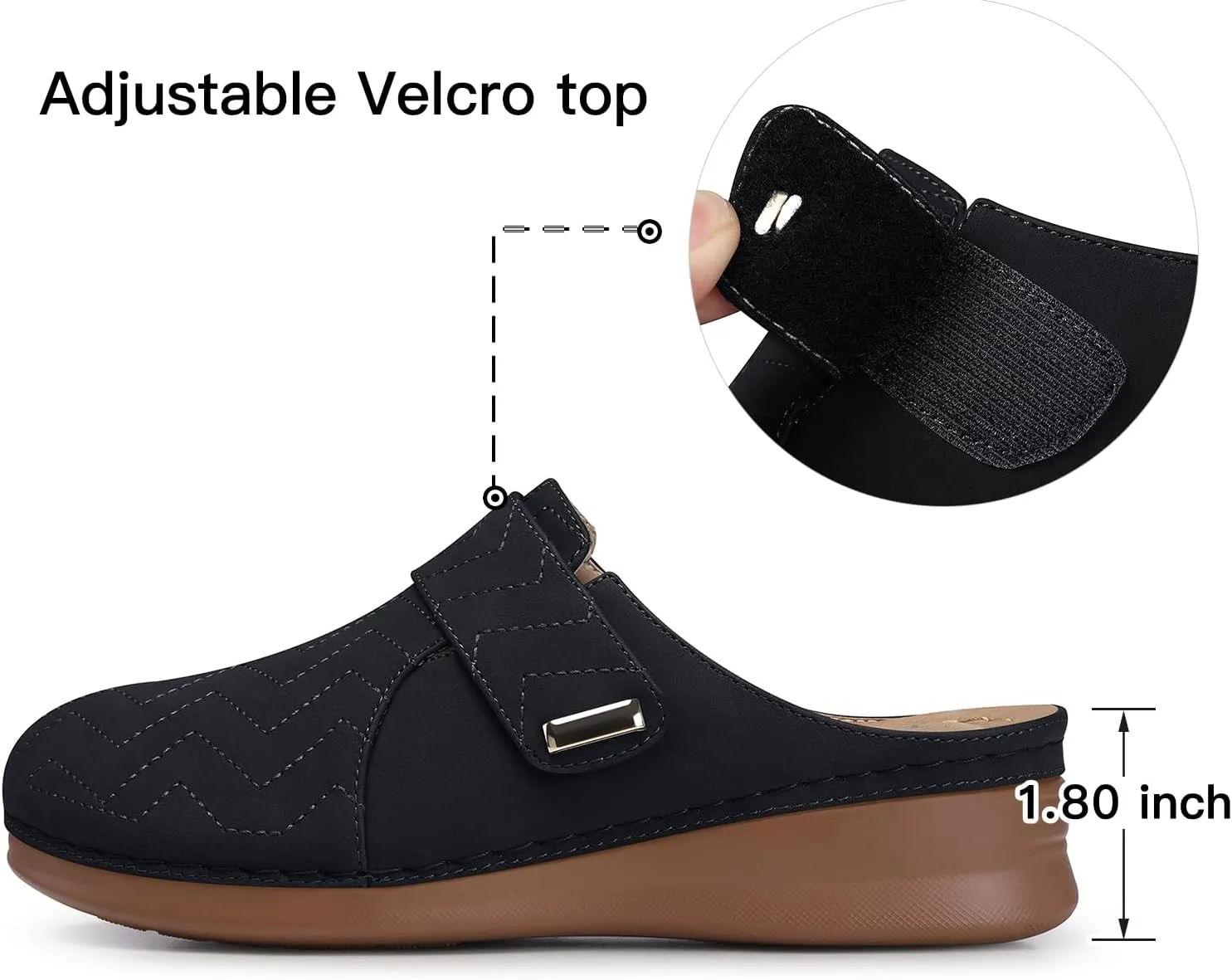TEMOFON Clogs for Women Slip on Mules: Comfortable Casual Shoes with Adjustable Instep Walking Platform Wedge Slides