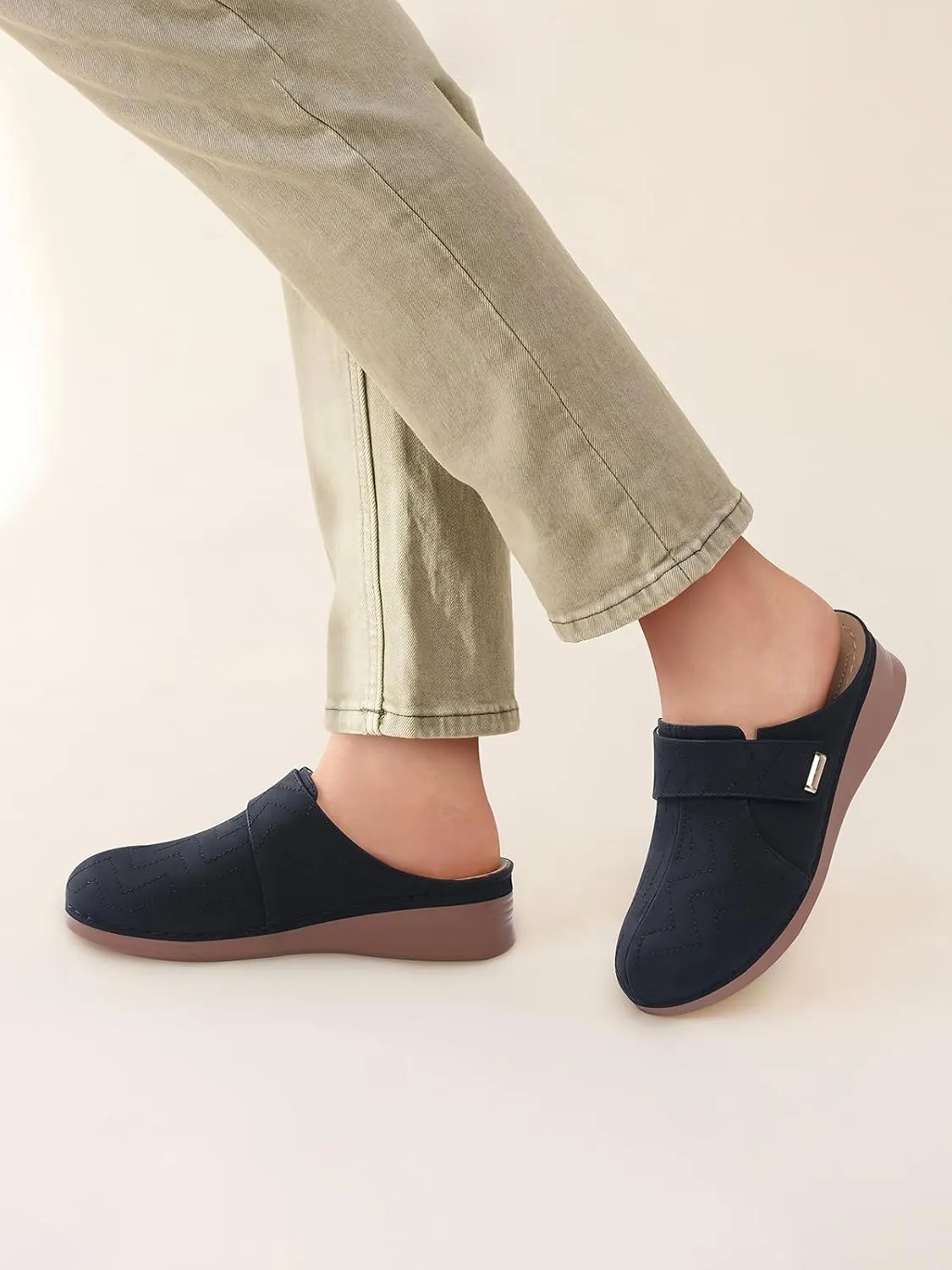TEMOFON Clogs for Women Slip on Mules: Comfortable Casual Shoes with Adjustable Instep Walking Platform Wedge Slides