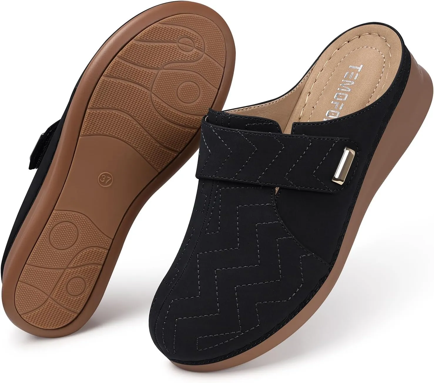 TEMOFON Clogs for Women Slip on Mules: Comfortable Casual Shoes with Adjustable Instep Walking Platform Wedge Slides