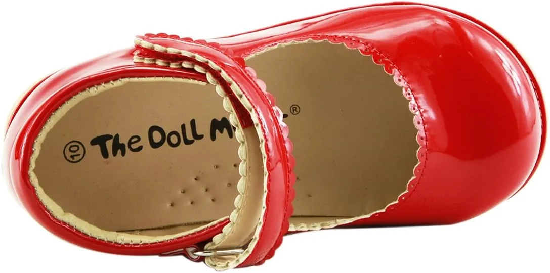 The Doll Maker Red Patent Mary Jane Glitter Ballet Flat for Girls