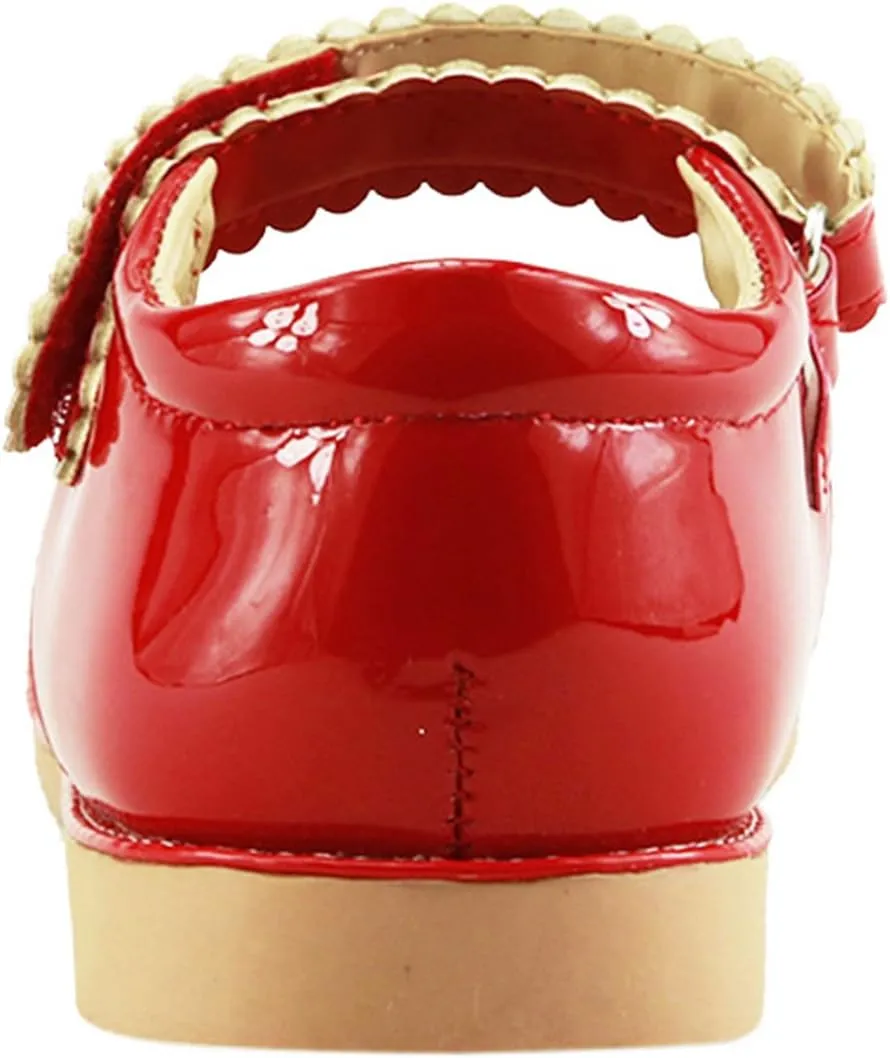 The Doll Maker Red Patent Mary Jane Glitter Ballet Flat for Girls