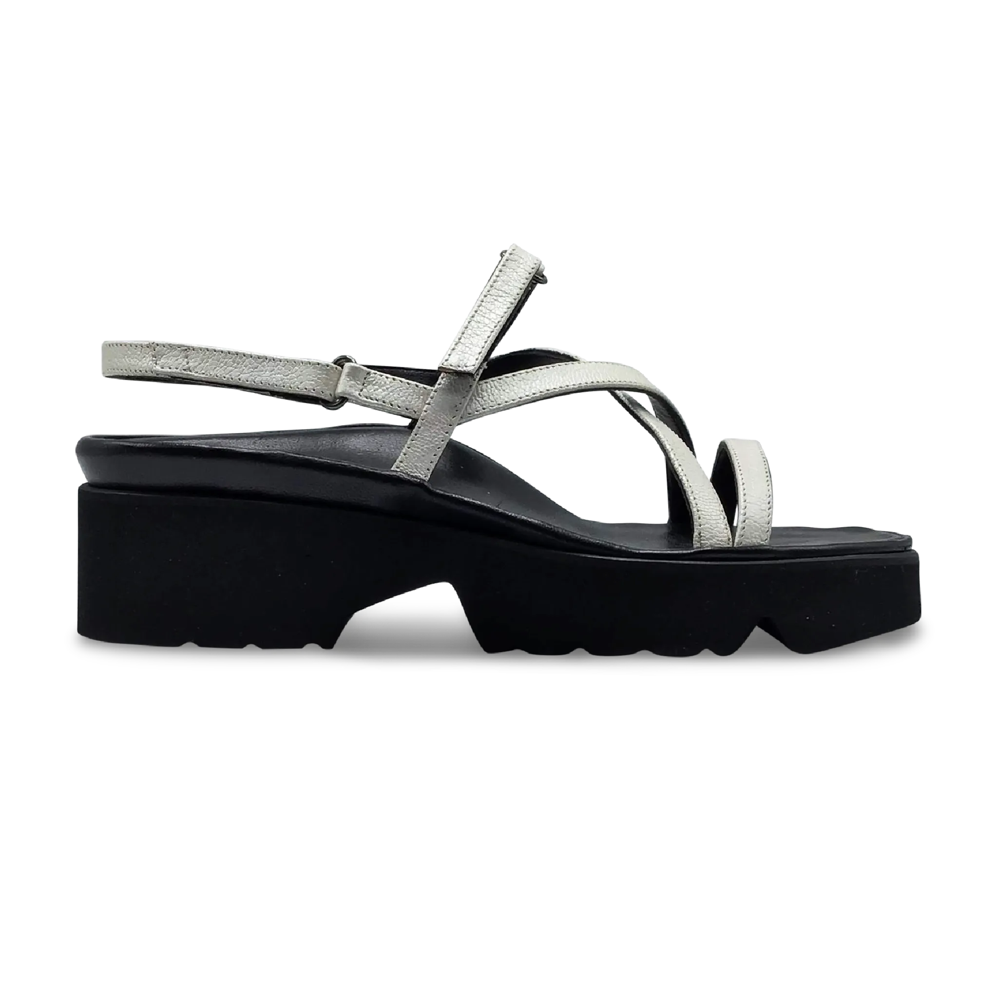 Thierry Rabotin Women's Bella 1337 Peal White Leather and Black Leather Combo