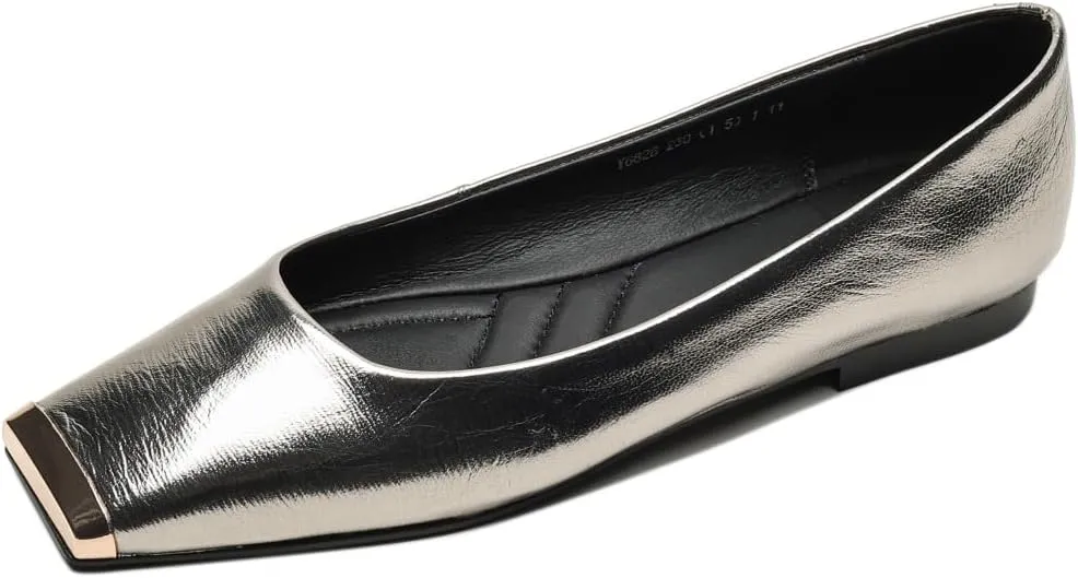 TinaCus Handmade Square Toe Genuine Leather Women's Slip On Comfortable Flat Shoes