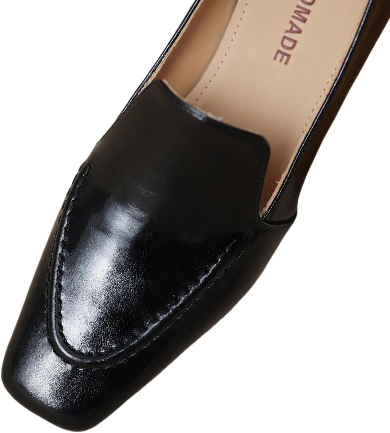 TinaCus Women's Handmade Geniuine Leather Slip On Casual Solid Square Toe Wedge Heel Office Loafer Shoes