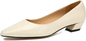 TinaCus Women's Handmade Patent Leather Chunky Heel Slip On Casual Loafer Pumps