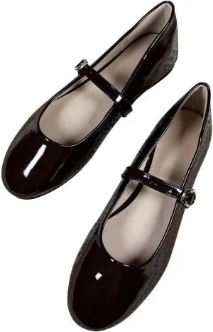 TN TANGNEST Women's Mary Jane Flats Fashion Square Toe Slip On Buckle Flats Soft Comfortable Casual Flat Shoes
