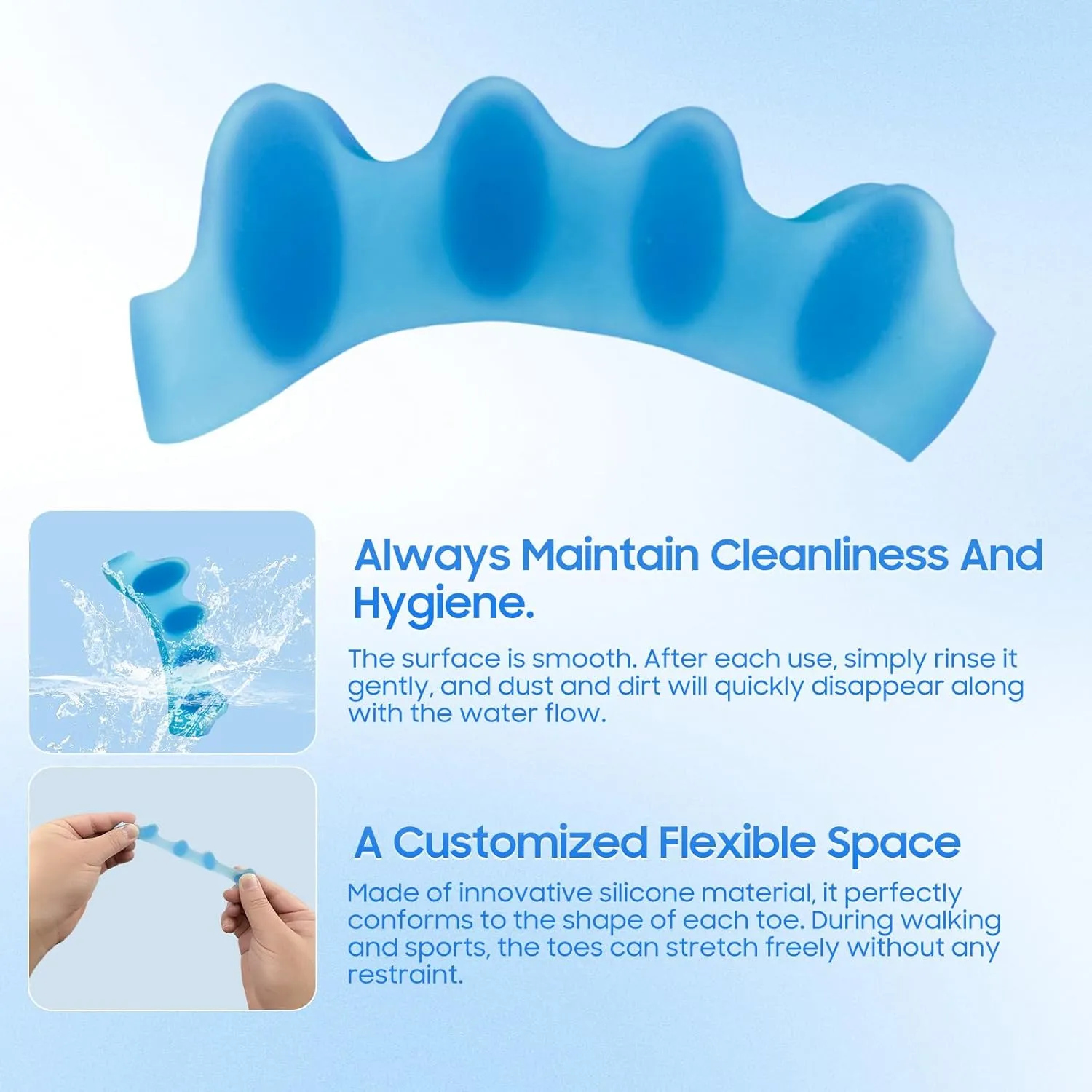 Toe Separators for Women and Men, Hammer Toe Straightener, Toe Spacers, Bunion Pads, Plantar Fasciitis, Overlapping Toes Corrector for Foot Health and Pain Relief