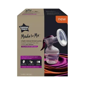 Tommee Tippee Made for Me Single Manual Breast Pump | Soft, Cushioned Silicone Cup | Reduced Hand Strain