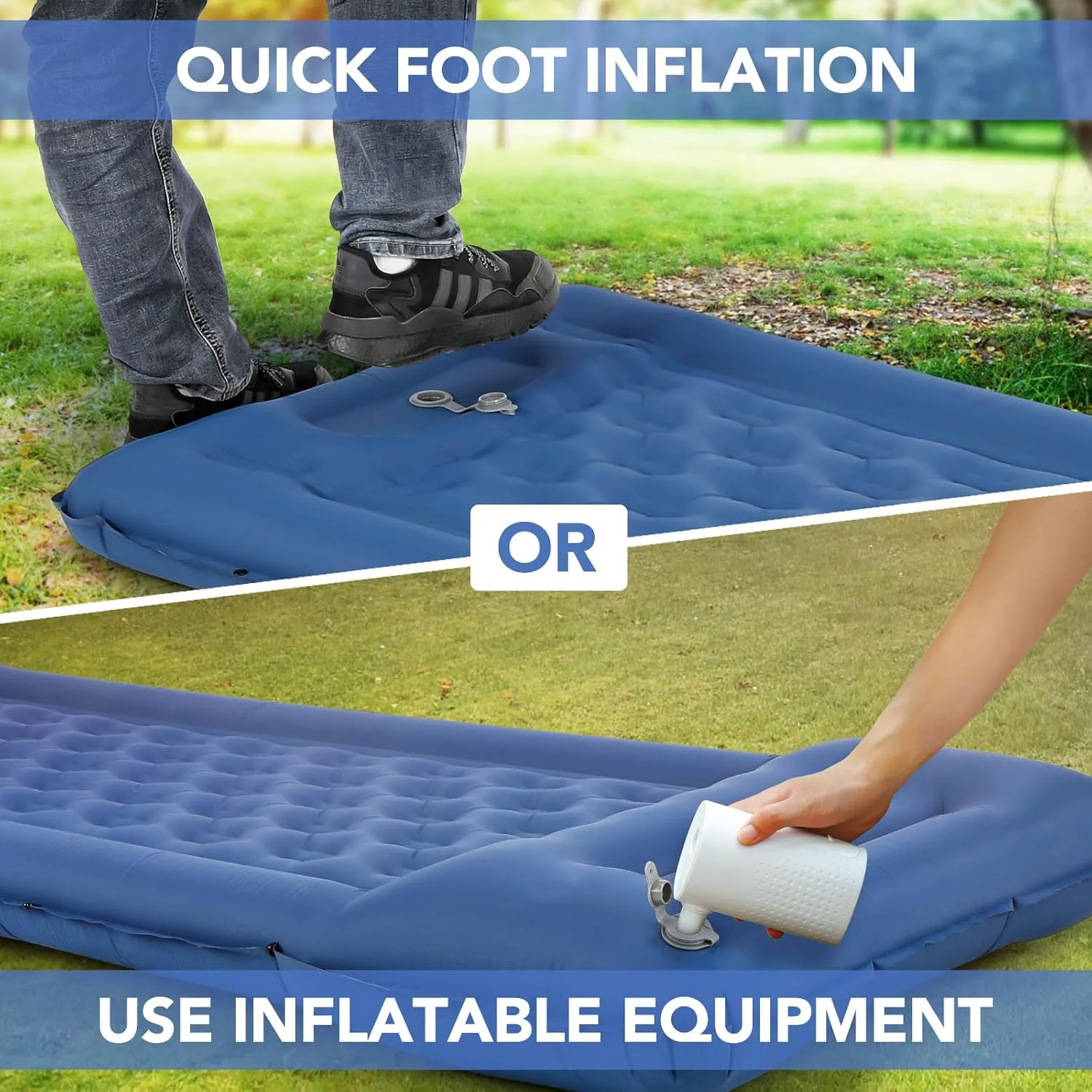 TOMSHOO Sleeping Pad, Ultralight Camping Mat Inflatable Sleeping Mat 77''X28'' Camping Mattress with Pillow Built-in Foot Pump with 2 Carabiners for Camping, Hiking, Travel, Tent
