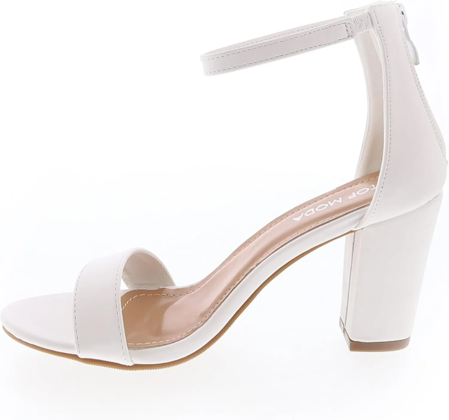 TOP MODA Hannah-1 Ankle Strap Dressy High Heel Sandal, Non-slip Sole, For Wedding, Party, Prom, Evening Wear, or Any Occasion, Sleek Style Block Heel Sandals