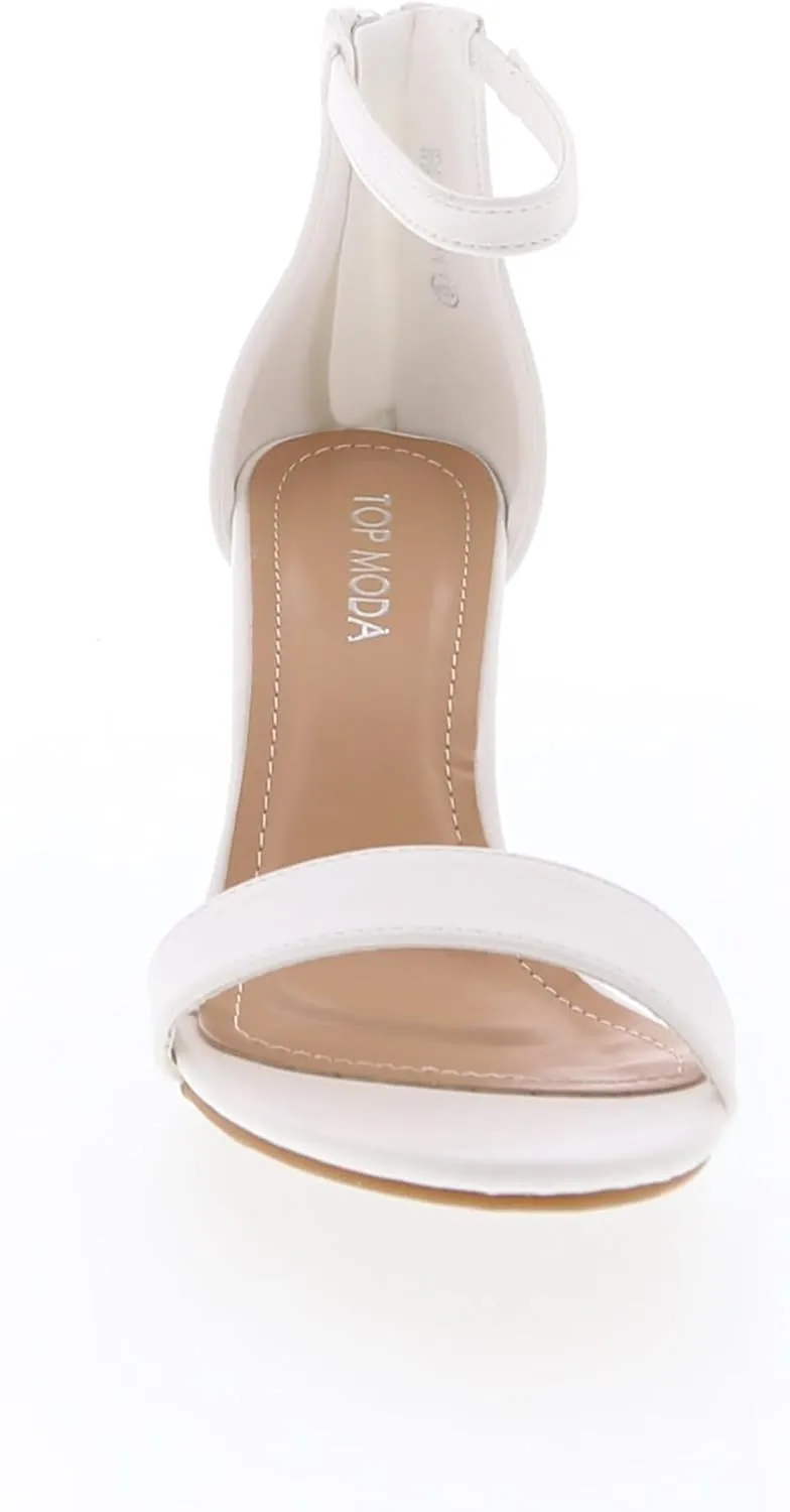 TOP MODA Hannah-1 Ankle Strap Dressy High Heel Sandal, Non-slip Sole, For Wedding, Party, Prom, Evening Wear, or Any Occasion, Sleek Style Block Heel Sandals