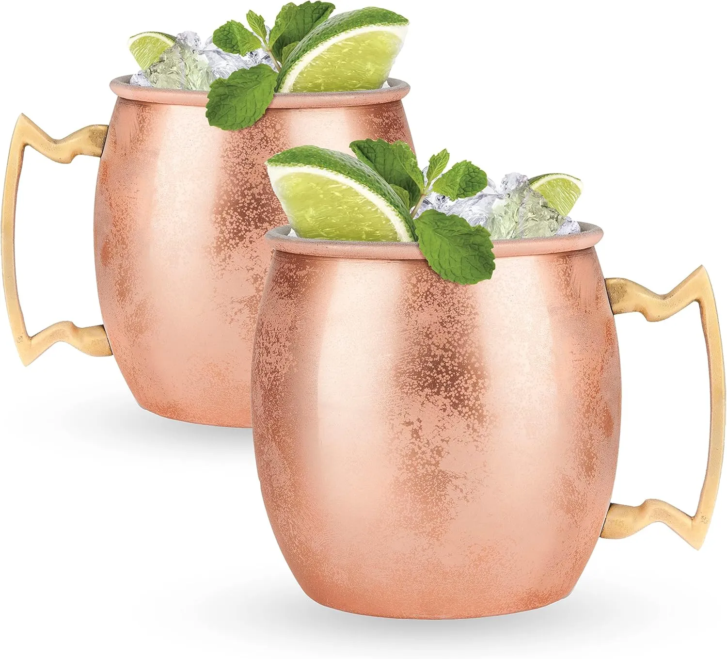 True Moscow Mule Mug, Stainless Steel, Copper Cups for Moscow Mules, Copper Bar Cart Accessories, 16 oz, Set of 2