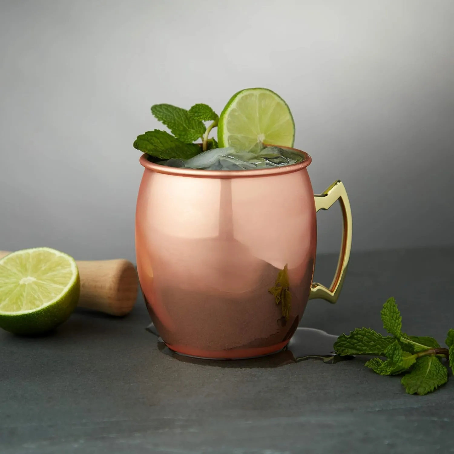 True Moscow Mule Mug, Stainless Steel, Copper Cups for Moscow Mules, Copper Bar Cart Accessories, 16 oz, Set of 2
