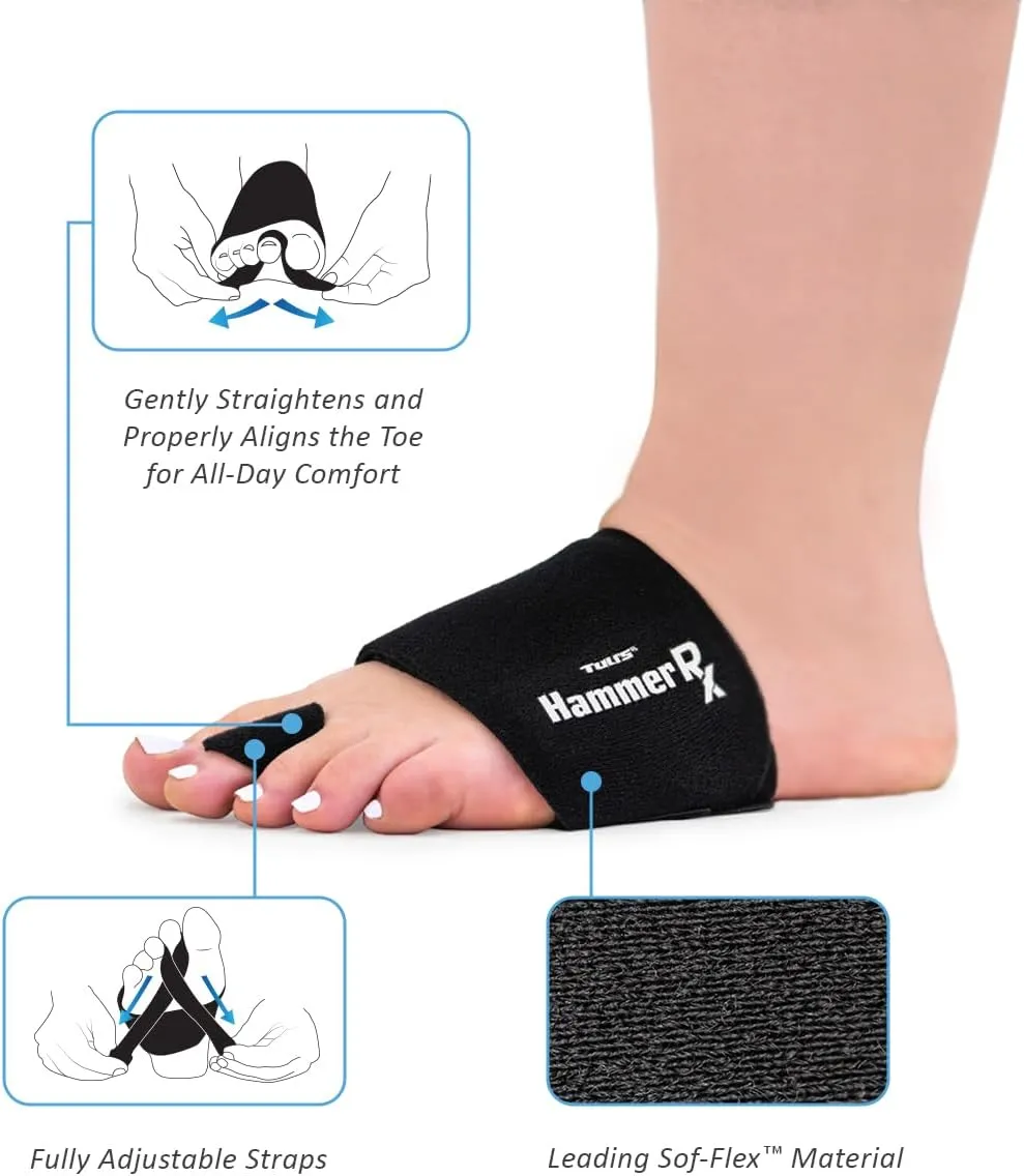 Tuli's HammerRx, Adjustable Hammer Toe Straightener and Corrector for Proper Toe Alignment and Pain Relief, One Size Fits All