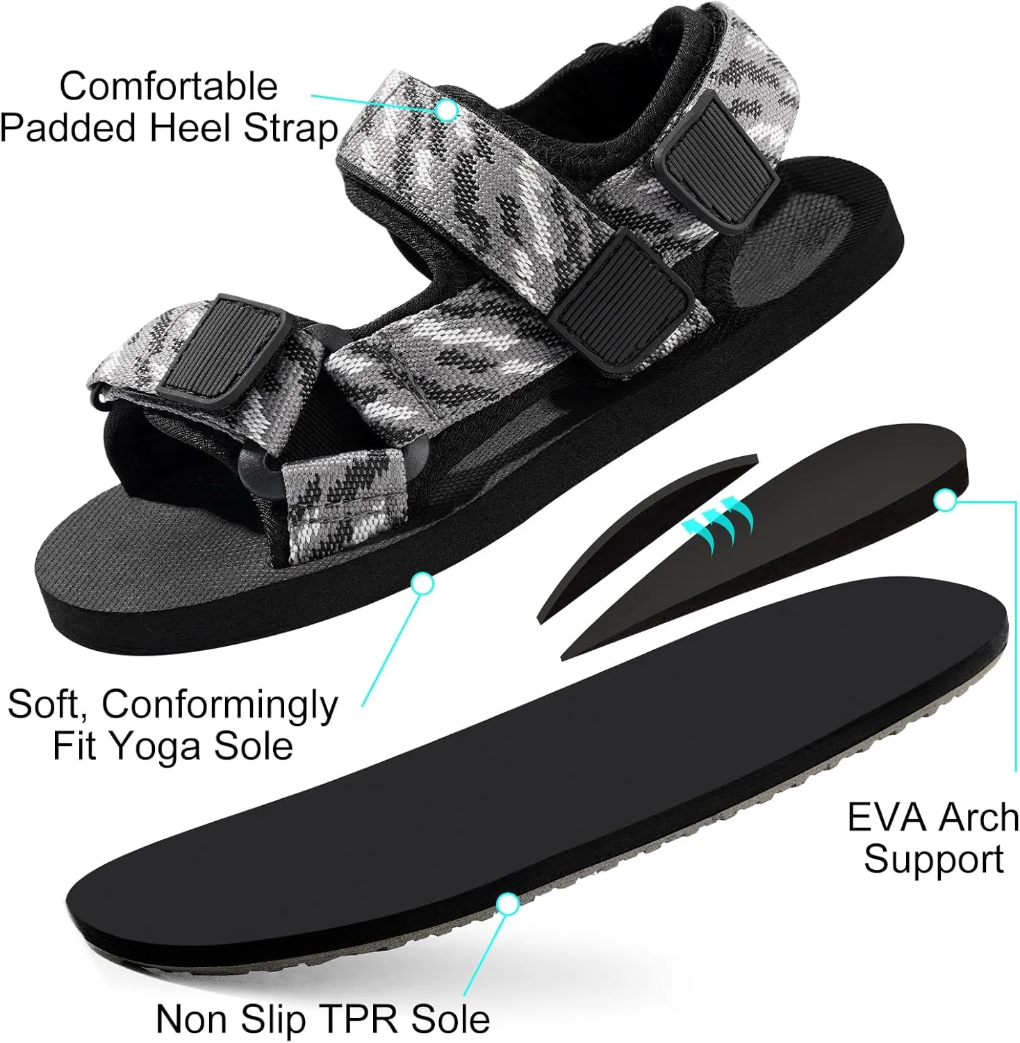 Unisex-Child Big Kids Sandals Adjustable Straps Slip on Athletic Sandals Outdoor Casual Shoes