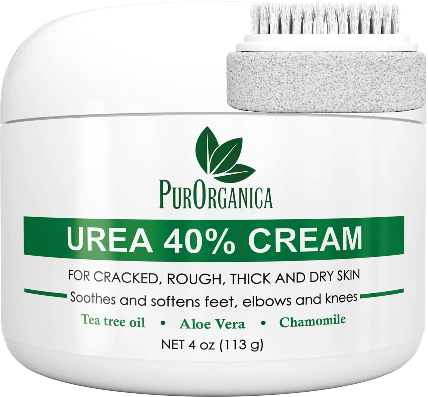 Urea 40% Foot Cream - Made in USA - Callus Remover - Moisturizes & Rehydrates Thick, Cracked, Rough, Dead & Dry Skin - For Feet, Elbows and Hands - With Pumice Stone and Brush