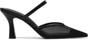 USIMAD Women's Mesh Mule Heels with Memory Foam Insole Pointy Toe Kitten Heels for Women Arch Support