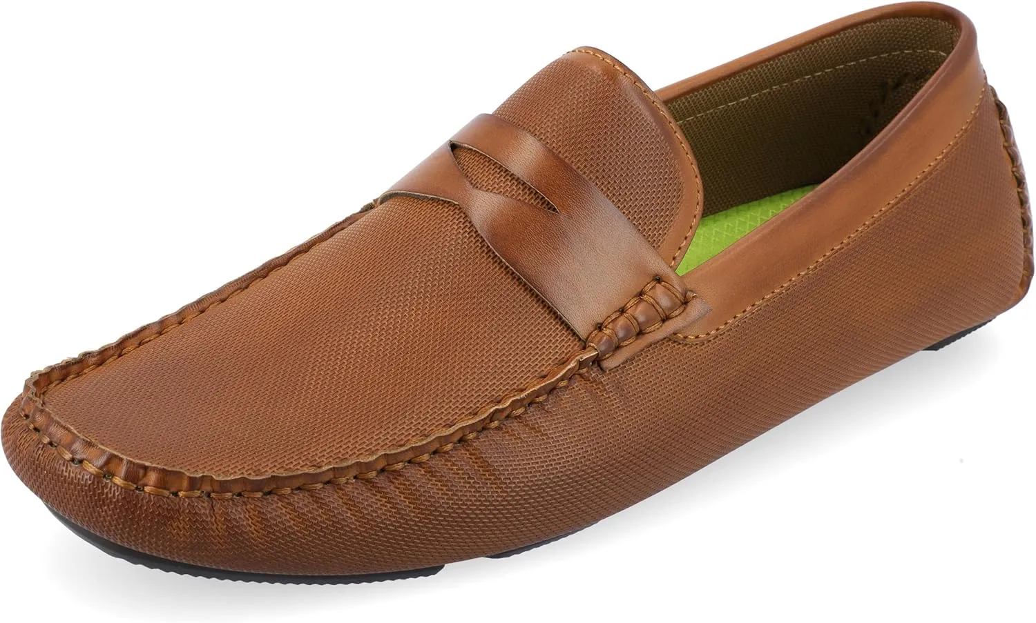 Vance Mens Isaiah Slip-on Driving Loafer Embossed Tru Comfort Foam Square Toe Flat Casual Dress Shoe