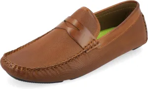 Vance Mens Isaiah Slip-on Driving Loafer Embossed Tru Comfort Foam Square Toe Flat Casual Dress Shoe