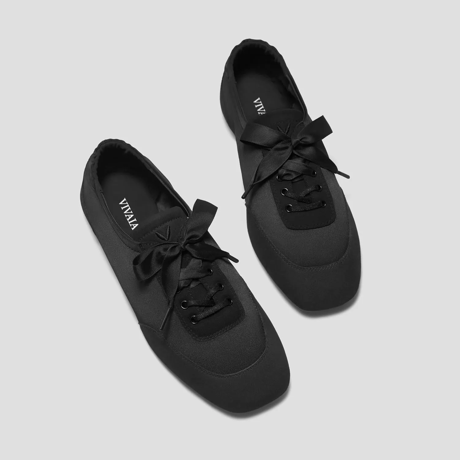 VIVAIA Cristina Square-Toe Lace-Up Satin Sneakerina