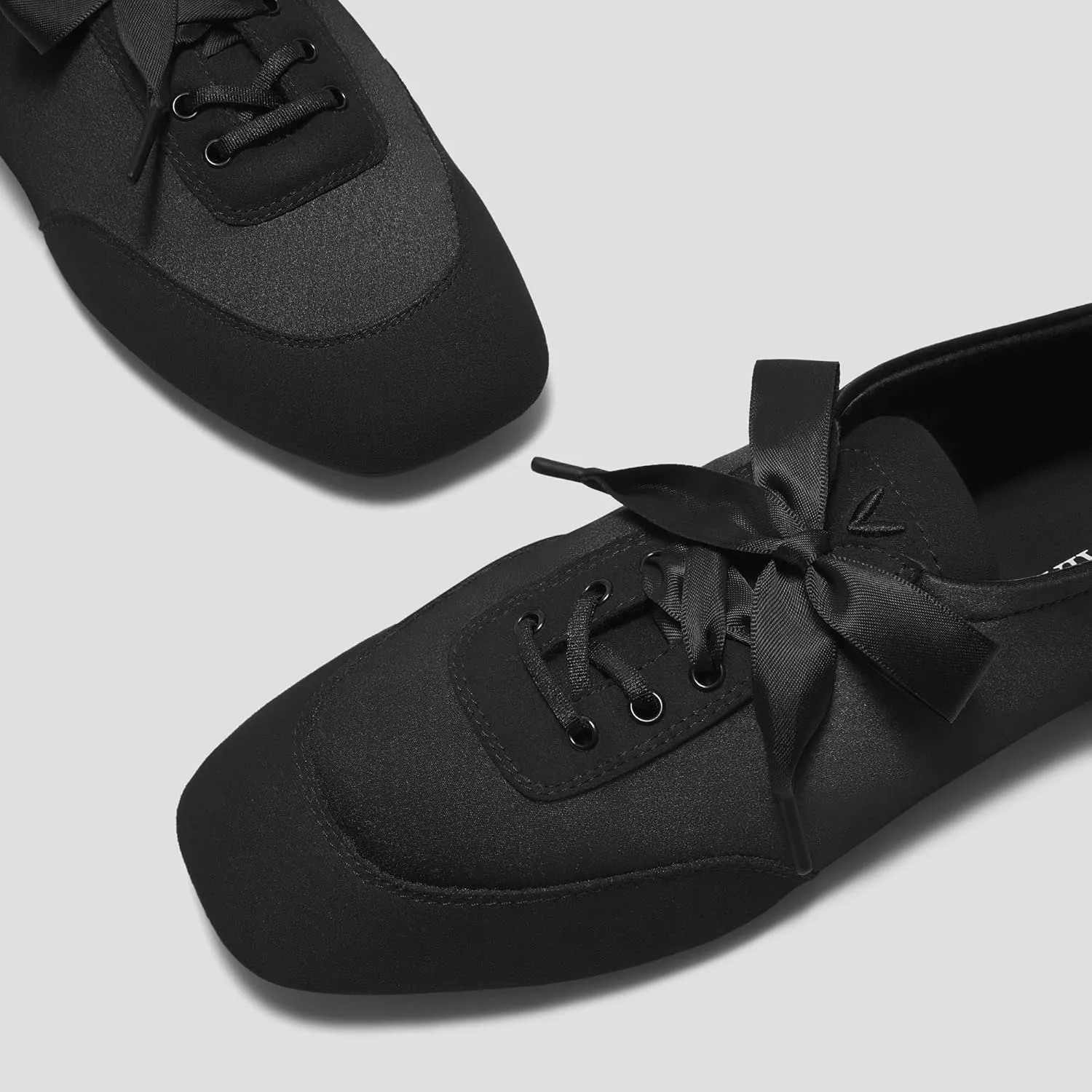 VIVAIA Cristina Square-Toe Lace-Up Satin Sneakerina