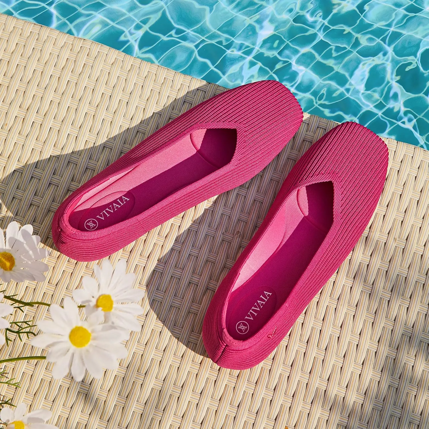 VIVAIA Margot 2.0 Women's Casual Flats Slip on Washable Ballet Flats Shoes Comfortable Square-Toe Style