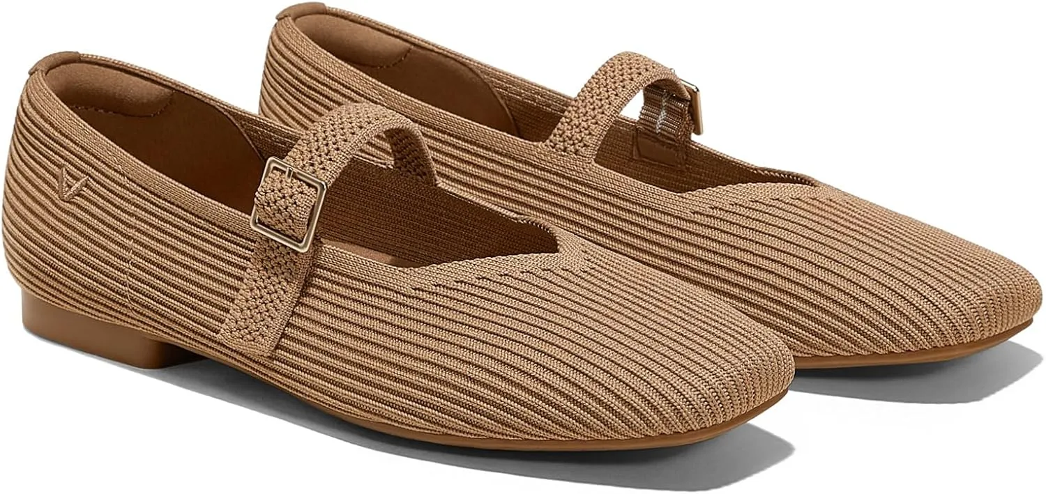 VIVAIA Margot Mary Jane Women Flat Shoes Comfortable for Work with Arch Support Slip on Square-Toe Washable Shoes