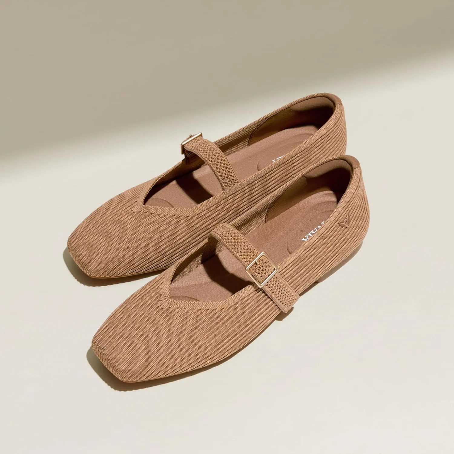 VIVAIA Margot Mary Jane Women Flat Shoes Comfortable for Work with Arch Support Slip on Square-Toe Washable Shoes